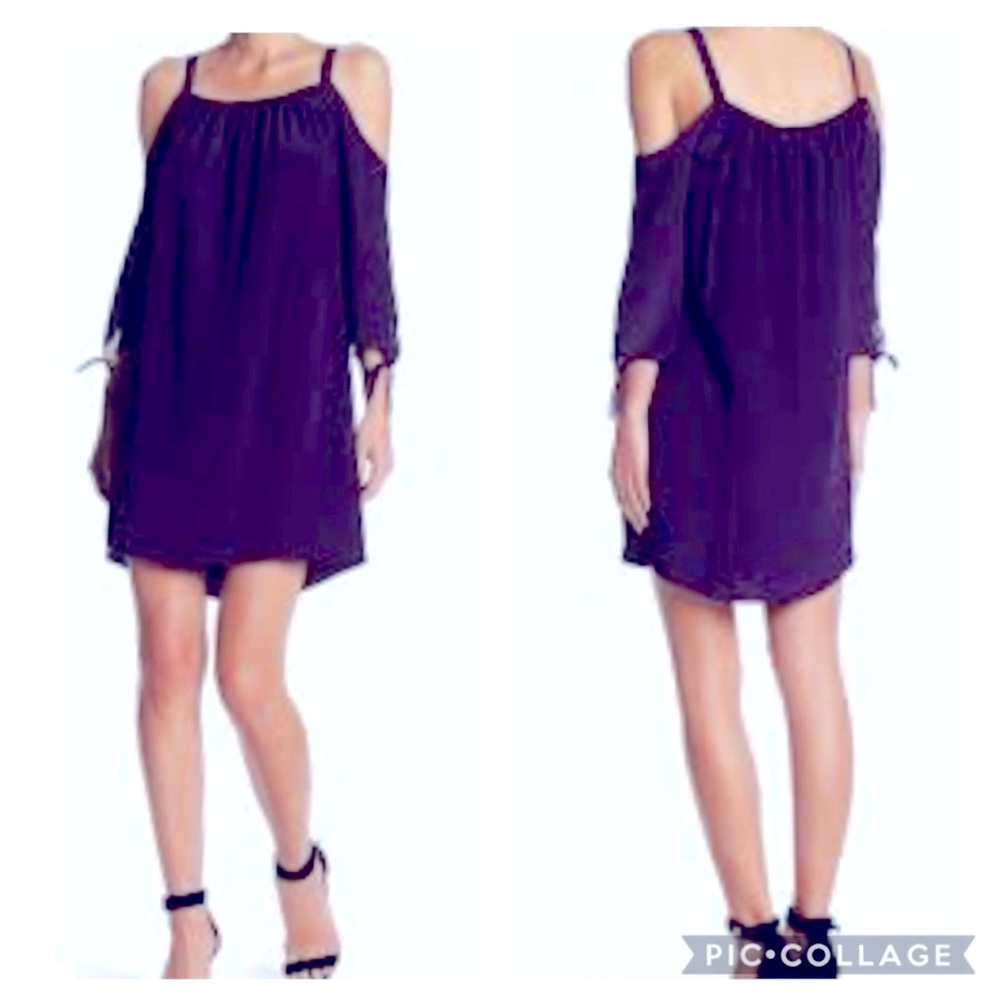 Madewell Amethyst Cold Shoulder Silk Shift Dress